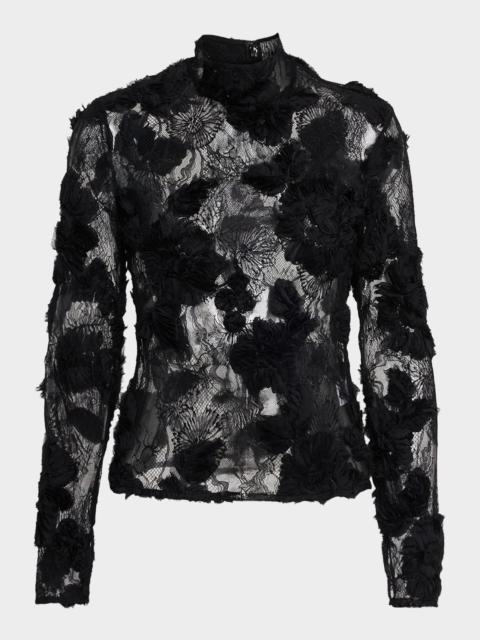 Freja Floral Lace Mock-Neck Top
