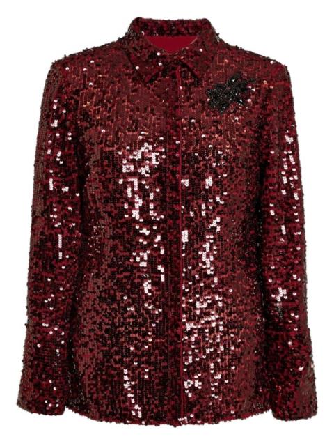 sequin embellished long sleeve shirt