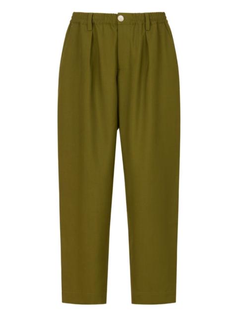 pleated elasticated-waistband trousers
