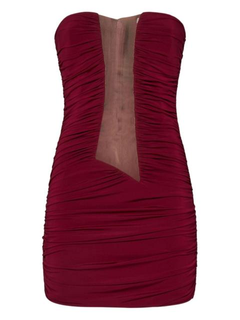 draped mesh-panel mini dress