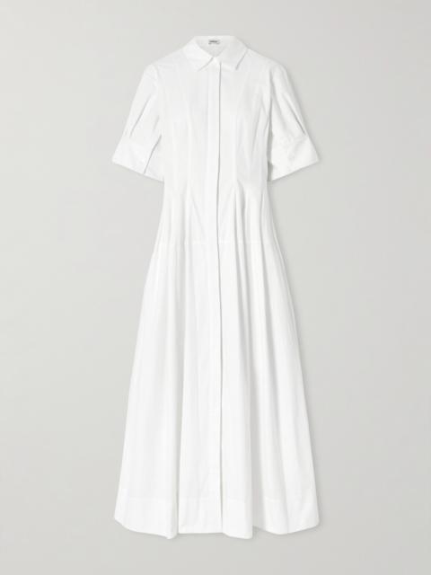 Mollie Pleated Cotton-poplin Midi Shirt Dress