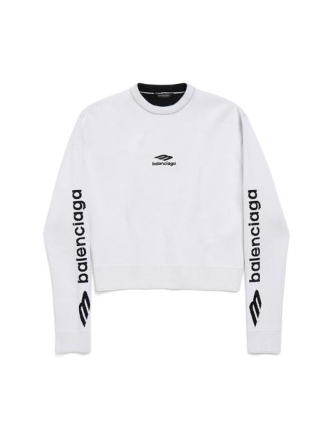 Women's 3b Sports Icon Cropped Crewneck in White/black