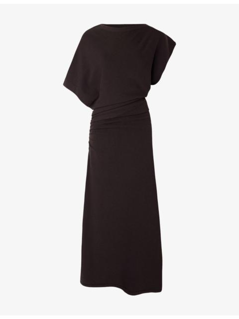 Divine Asymmetric-Sleeve Cotton-Blend Maxi Dress
