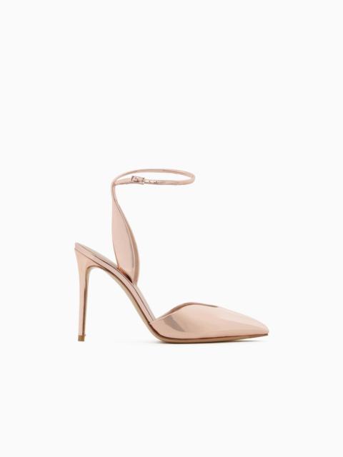Lamé leather court shoes