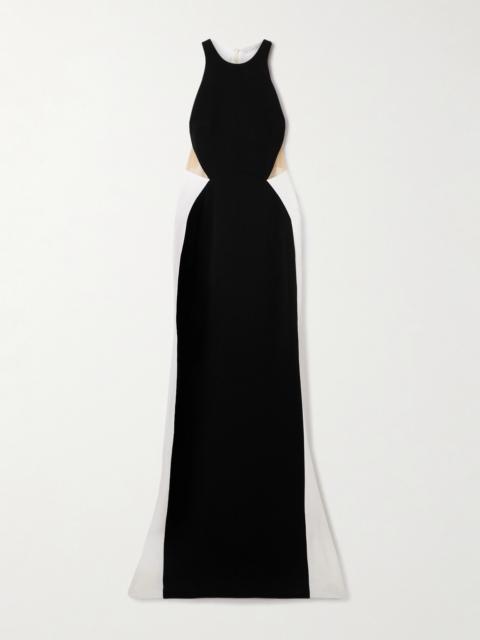 Miracle Organza-trimmed Two-tone Crepe Gown