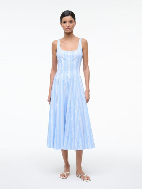 STAUD WELLS DRESS VENTURA STRIPE
