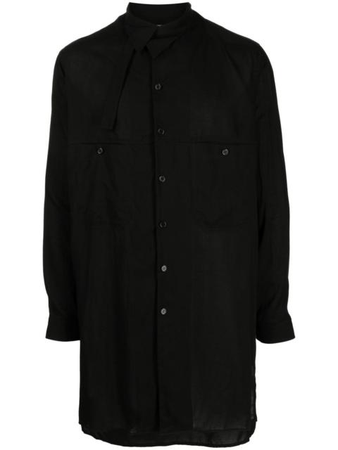 asymmetric-collar long-sleeve shirt