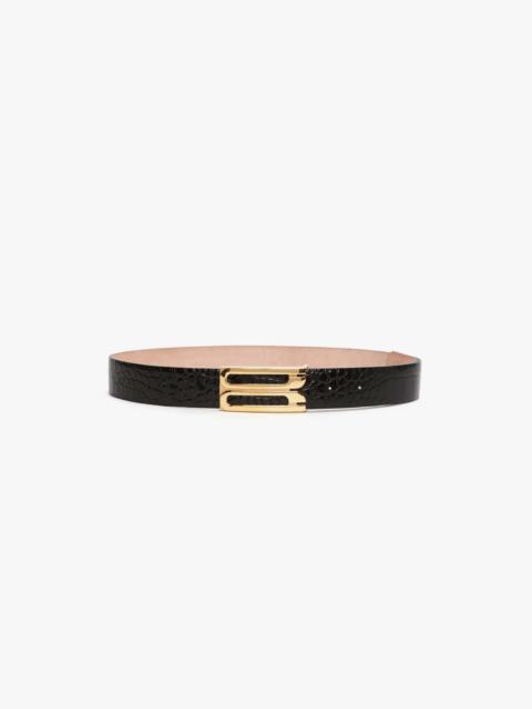 Jumbo Dorian Belt In Black Croc Embossed Calf Leather