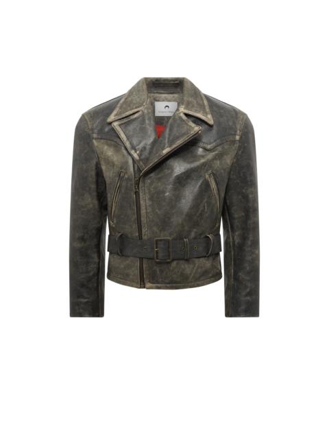 Vintage Moon Leather Biker Jacket
