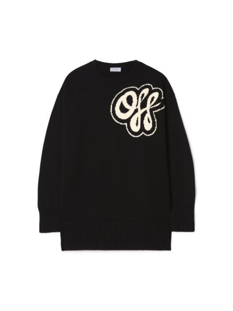 Black Cotton Cashmere Script Sweater