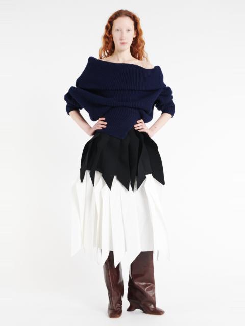 A-LINE SKIRT WITH PANEL BLACK WHITE