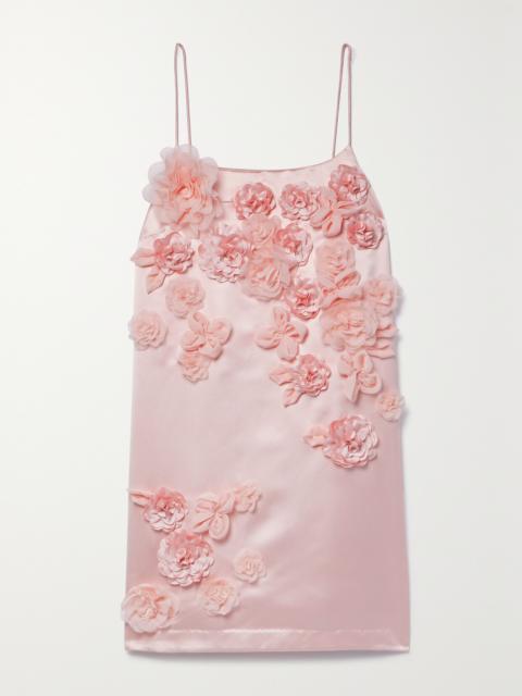 Mensa Appliquéd Satin Mini Dress