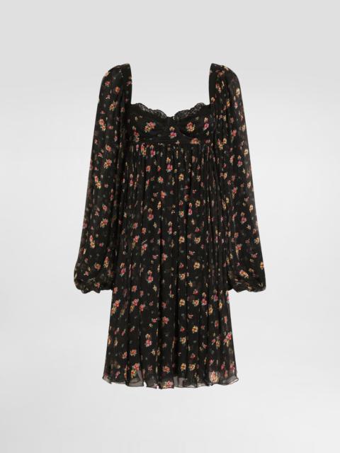 Small floral-print chiffon dress
