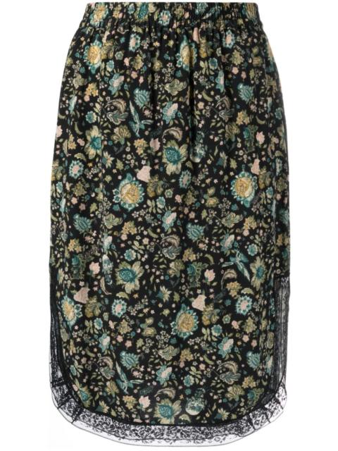 Bali floral-print midi skirt