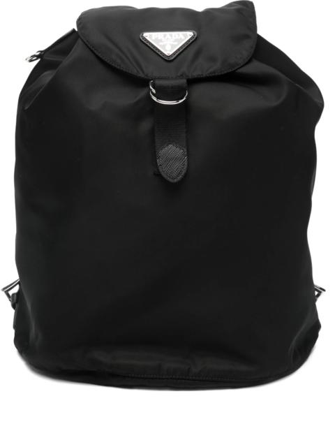 Prada Logo Plaque Drawstring Backpack