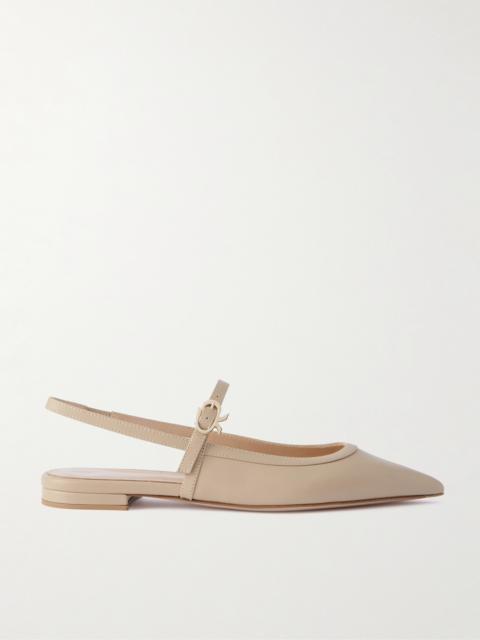 Leather Point-toe Mary Jane Slingback Flats