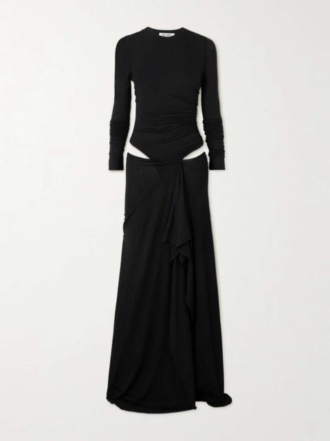 Asymmetric cutout modal-blend maxi dress Black