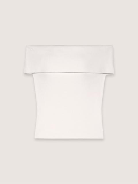 Rib knit bardot-neck top