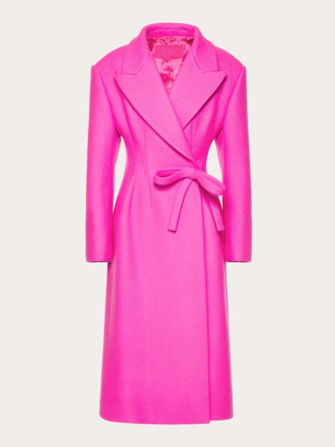 DIAGONAL DOUBLE WOOL LONG COAT WITH BOW DETAIL