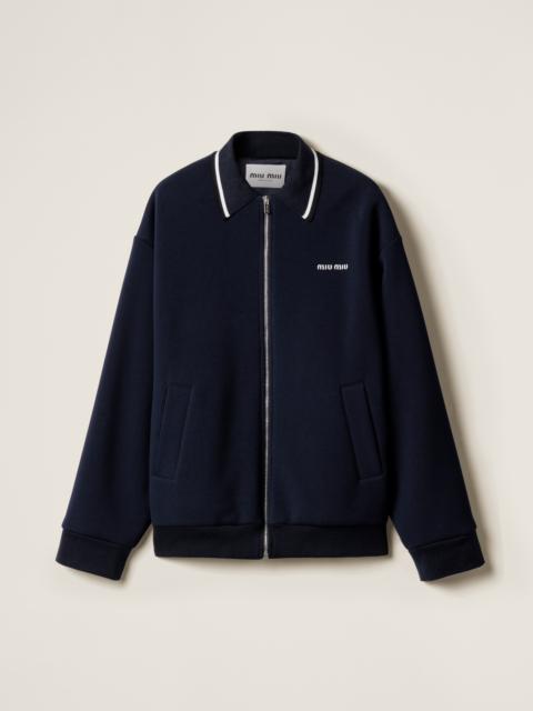 Bonded piqué and technical jersey blouson jacket
