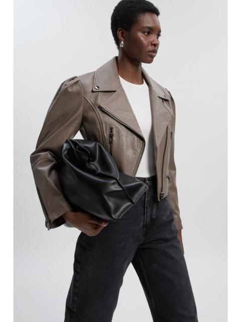 Leather Strong Shoulder Crop Biker Jacket