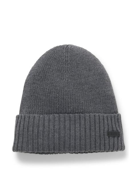 LOGO-PLAQUE BEANIE HAT IN VIRGIN WOOL