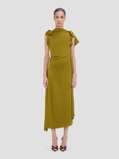 Drape Midi Dress In Moss