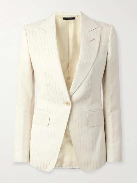 Striped wool-blend blazer White