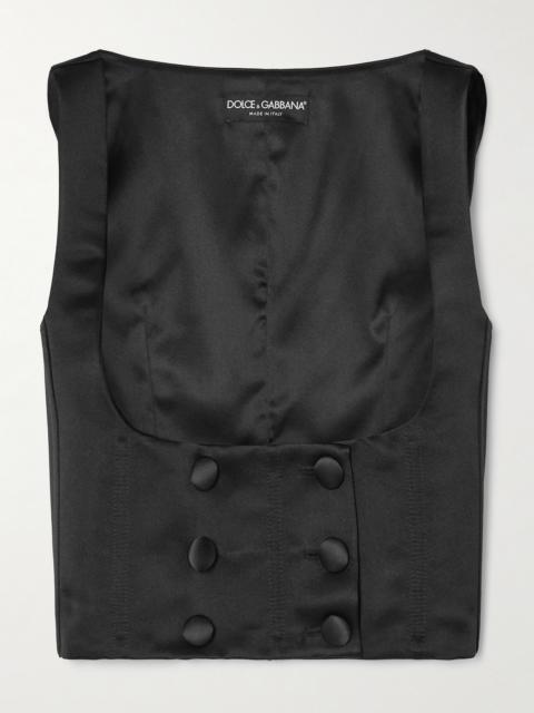 Double-breasted Duchesse Silk-satin Vest