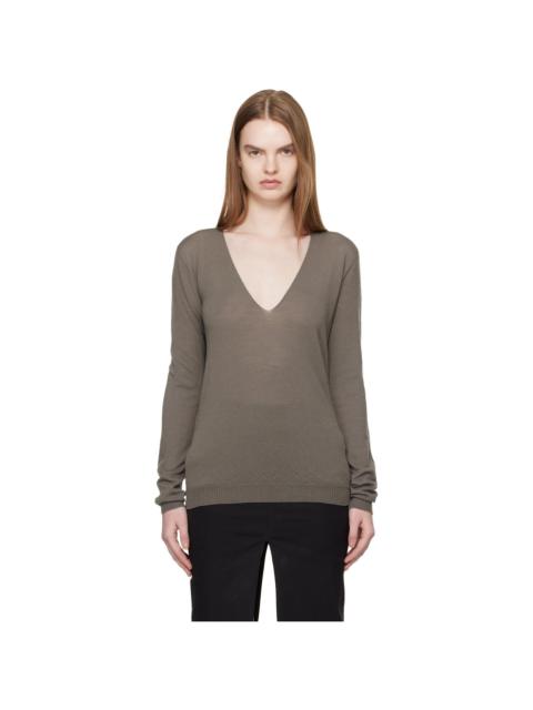 Gray Temple V Neck Pull Sweater