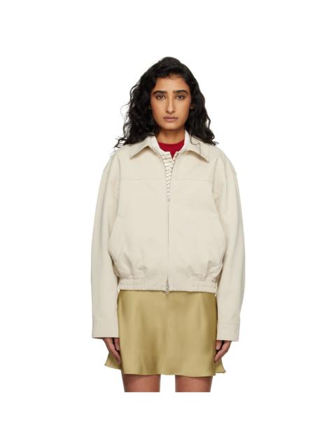 Beige Collared Blouson Jacket