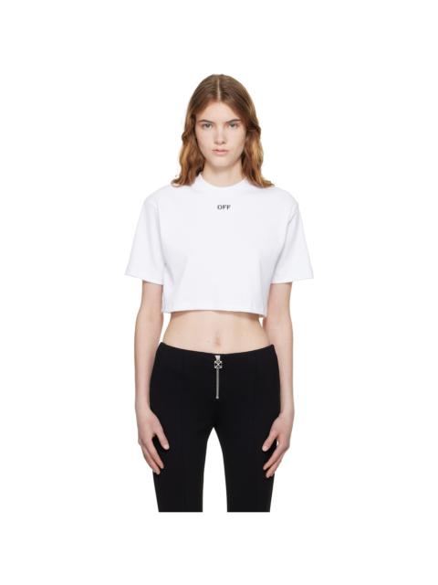 White 'OFF' Stamp Rib Cropped T-shirt