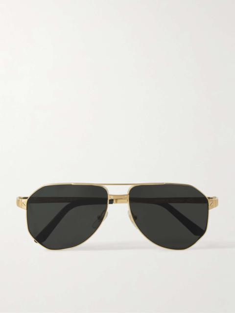 Santos de Cartier Aviator-Style Gold-Tone Sunglasses