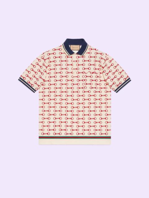 Horsebit print cotton polo shirt