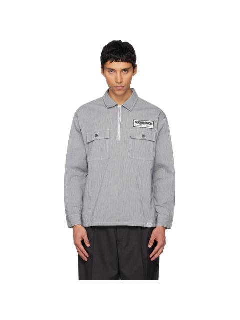 Navy & White Classic Work Pullover LS Shirt