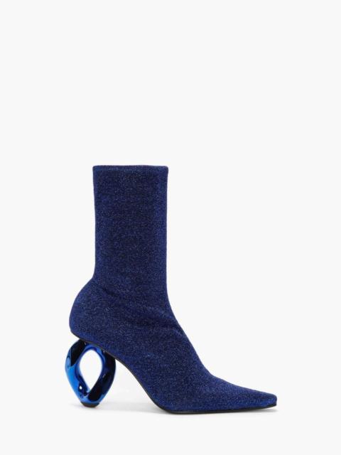 CHAIN HEEL ANKLE SOCK BOOTS