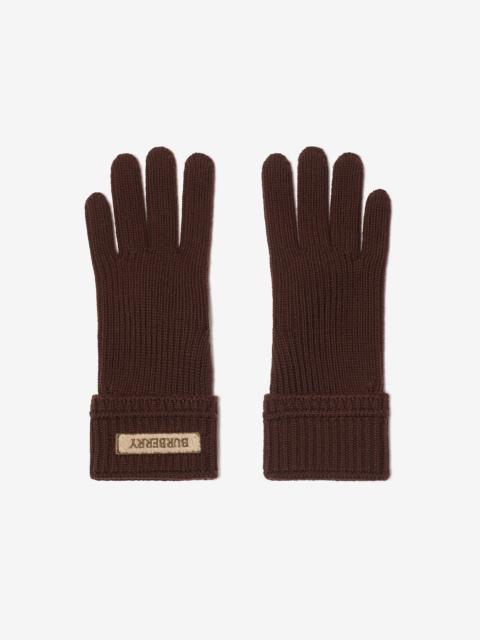 Logo Patch Wool Blend Gloves