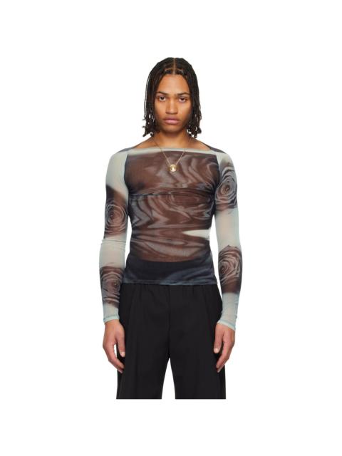 Blue & Gray 'The Gray Blurry Roses' Top