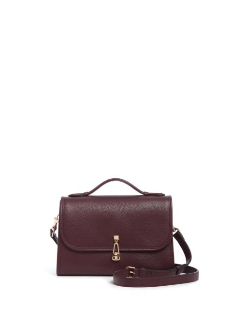 Medium Leonora Flap Bag in Bordeaux Textured Leather