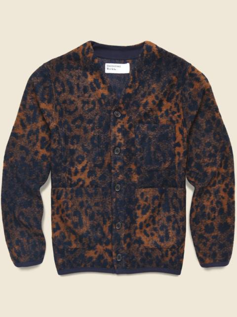 Wool Fleece Cardigan - Night Leopard
