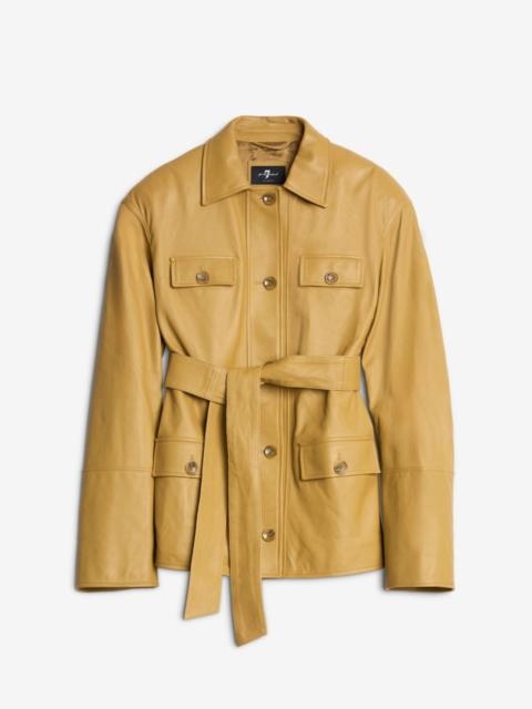 Sahariana Leather Cropped Trench in Honey