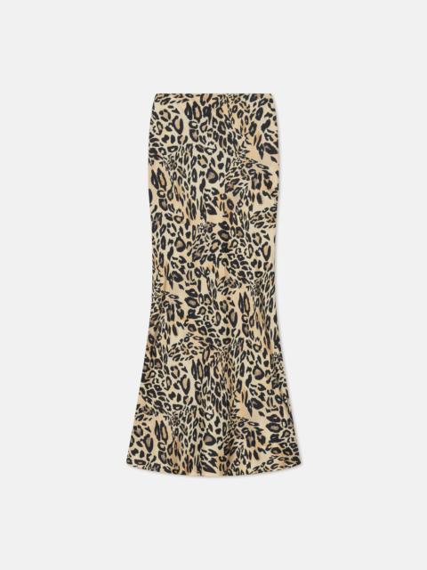 Printed Silk-Twill Midi Skirt