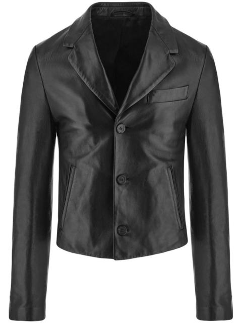 slim-cut single-breasted leather blazer