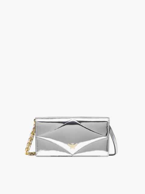Diamond Chain Wallet in Metallic Mirror Leather