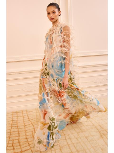 Gossamer Gown with Feather Embroidery