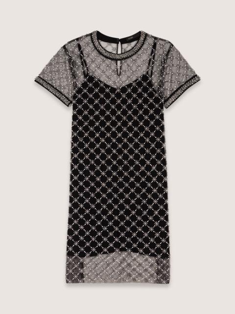 Mini embroidered tulle dress