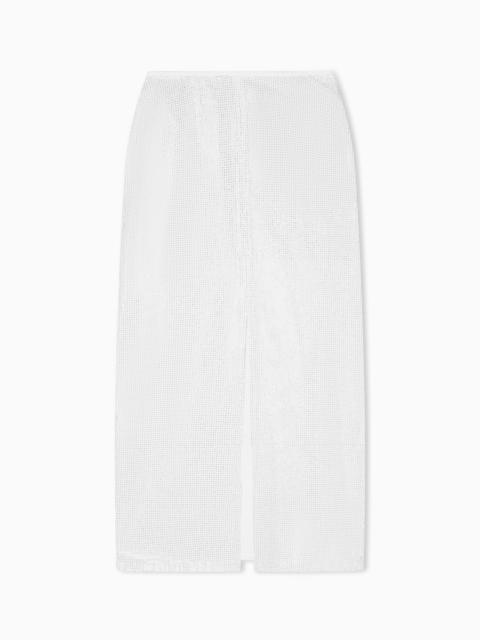 LONG DRILL SKIRT WITH ALL-OVER MICRO STUDS