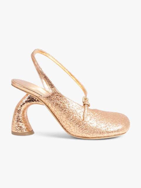 METALLIC CURVED CLOSED TOE 95MM SLINGBACK HEEL | SALMON