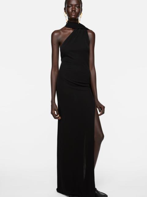 Draped satin dress - Black