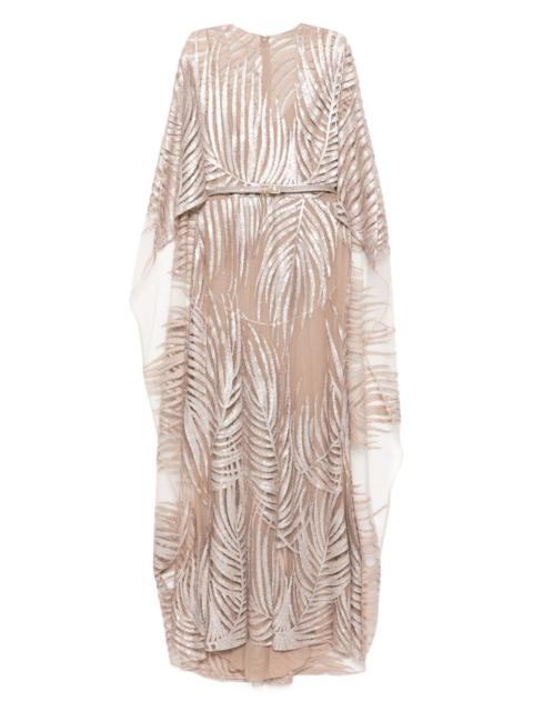 embroidered tulle long dress